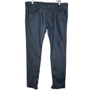 Mnml 38 Mens Waxed Black Regular Fit Dark Wash Low Rise Denim Skinny Jeans